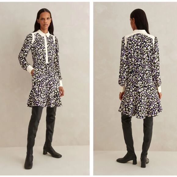 ME+EM Dresses & Skirts - ME + EM Natural Spring Garden Print Fit & Flare Dress Purple Sz 12 $445 {BB43}